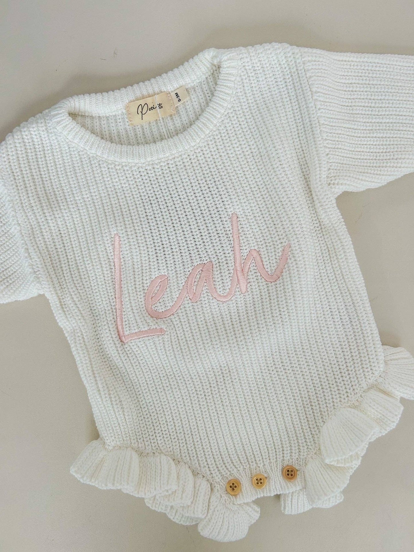 Ribbed Frill Leg Romper - Milk