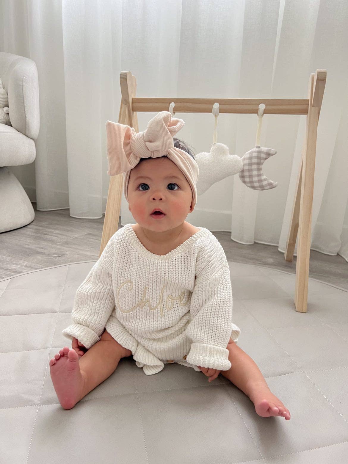 Ribbed Frill Leg Romper - Milk