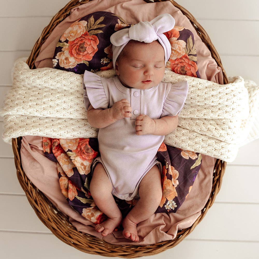 Lavender Short Sleeve Organic Bodysuit with Frill