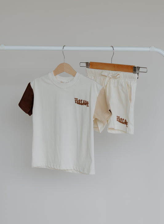 Brown Short Sleeve and Shorts Set